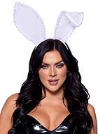 Playboy-kanin, huvudbonad med stora öron och blommig spets